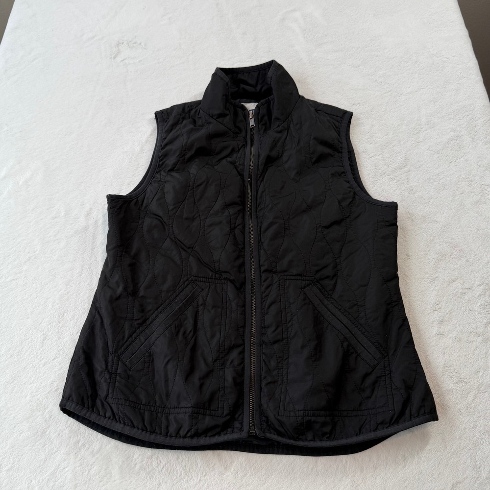Old Navy Quilted Vest Women Small Black Good Onion Quilt Lightweight Zip Up